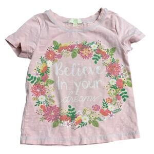 Matilda Jane Girls Size 4 Tee – Pink Floral Wreath “Believe in Your Dreams”